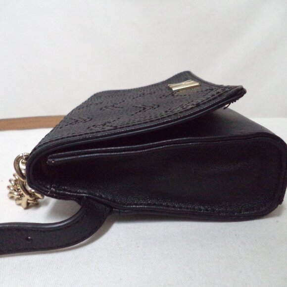 Michael Kors Leather quilted Belt Crossbody bag purse black Fanny Pack chain - Picture 9 of 13